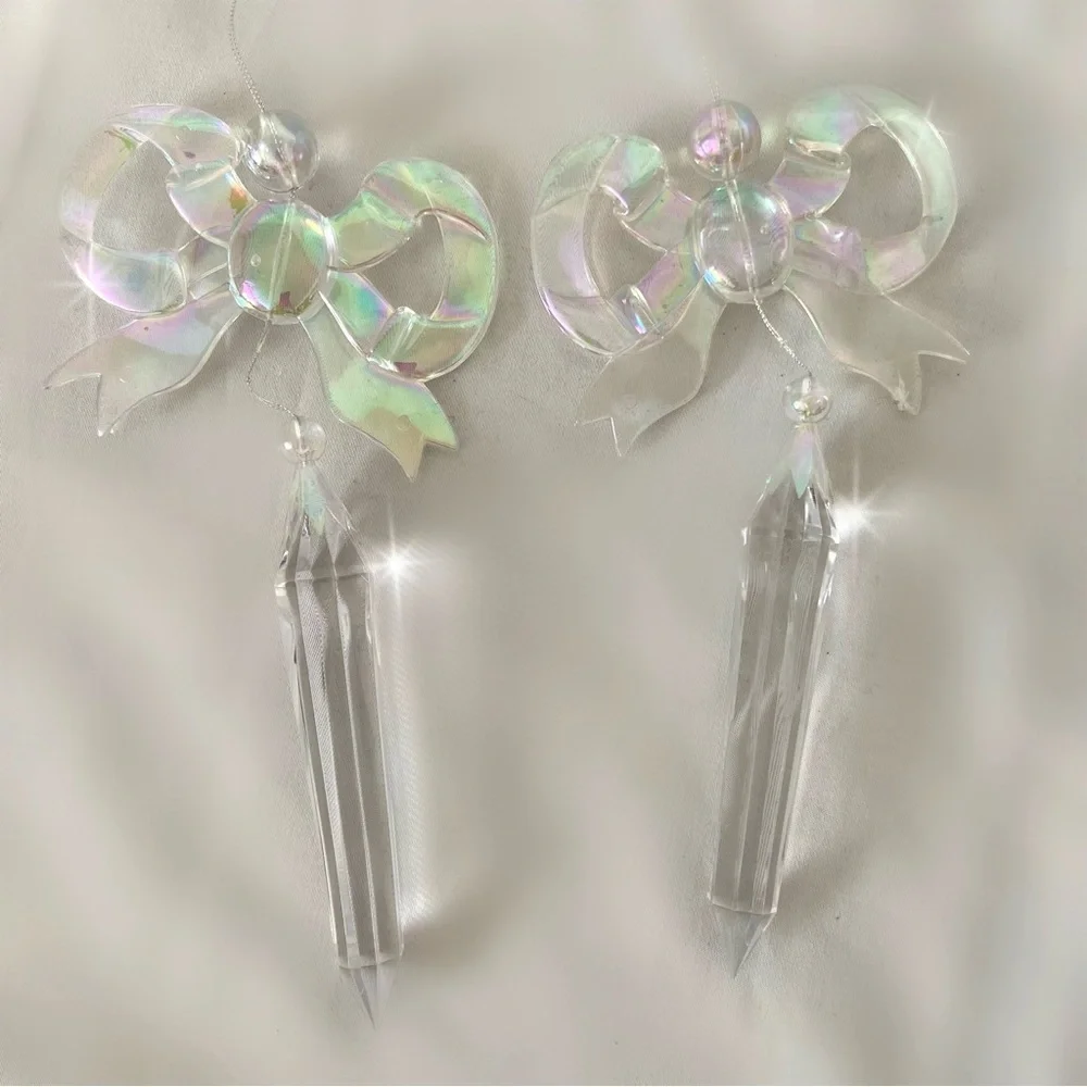 Vintage iridescent lucite coquette bow ornaments sun light catchers decor home